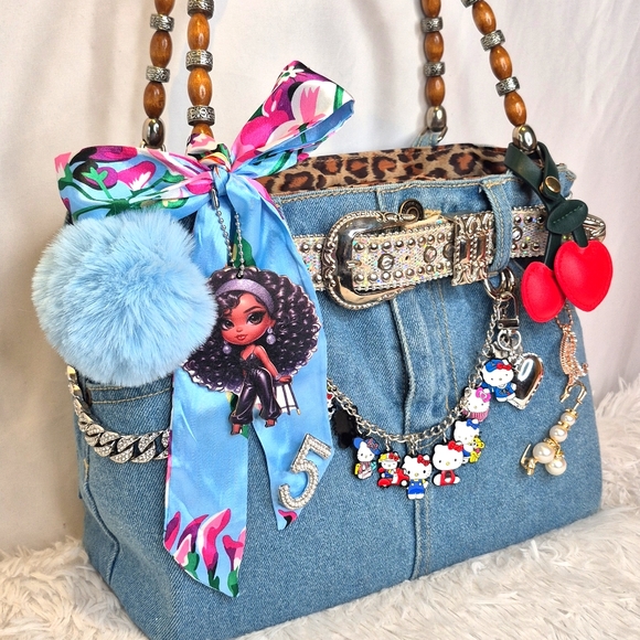 Stylish Denim and Leopard Print Women's Bag - Picture 6 of 9